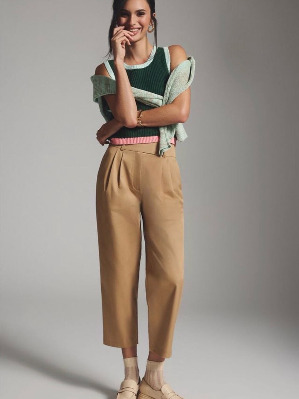 NWT Anthropologie Exquise Barrel Leg Chino Pants Cedar L